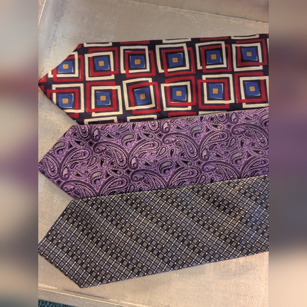 ♥️ 💙 💜 All Silk Tie Kasper, Platinum Designs, Stafford Geometric